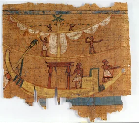 Embarquement sur une rivière (papyrus)