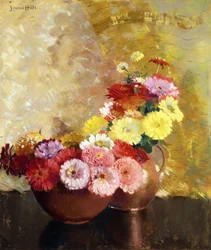 Zinnias et cuivre
