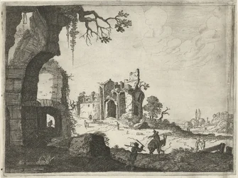 Deux ruines dans un paysage (Landschappen met antieke Romeinse gebouwen)