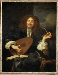 Homme jouant du luth (peinture sur toile)