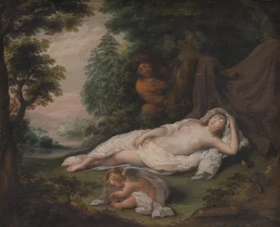Nymphe endormie observée par un homme