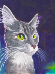 Chien de chat, vers 2023 (acrylique sur papier aquarelle)