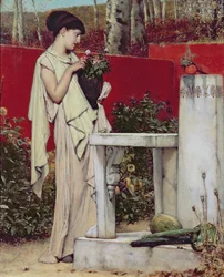 Femme avec un vase de fleurs