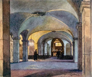 La chapelle de la Sainte-Foi, dans la crypte (lithographie couleur)