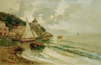 Côte adriatique estivale avec bateaux de pêche