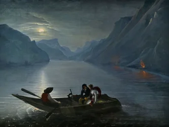 Julie et Saint-Preux sur le lac Léman, 1824
