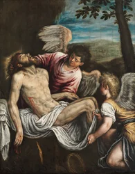 Le Christ mort avec des anges