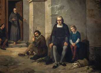 Christophe Colomb avec son fils au monastère de Santa Maria de La Rabida, Espagne