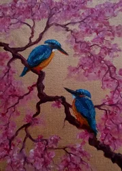 Oiseaux en fleurs, 2024 (huile sur toile)