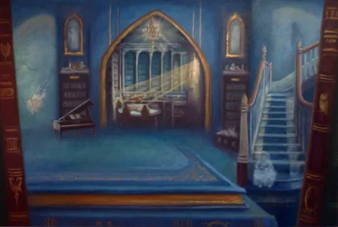Bibliothèque enchantée, 2024 (huile sur toile)