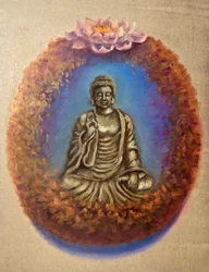 Paix - Bouddha, 2024 (huile sur toile)