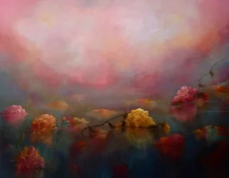 Roses à la dérive, 2025 (huile sur toile)