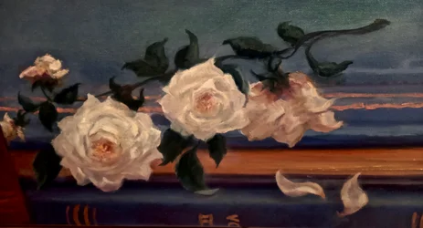 Roses blanches, 2025 (huile sur toile)