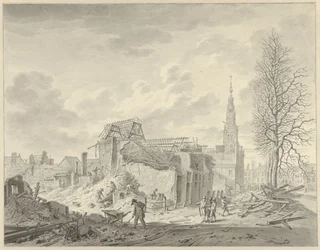 Vue sur le Rapenburg à Leyde après l
