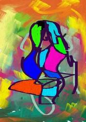 Femme assise (abstraite)