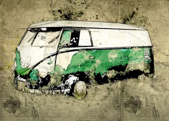 Bus vert artistique