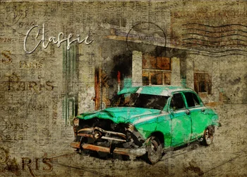 Une voiture parisienne verte classique