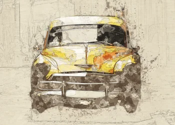 Une voiture jaune classique
