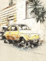 Fiat jaune classique