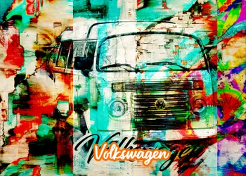 Art vintage coloré sur camionnette