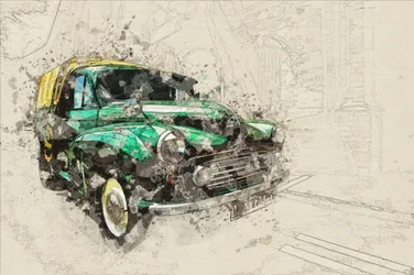 Vieille voiture verte