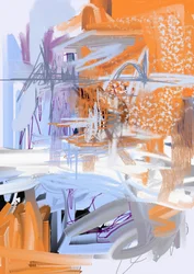 Orange et bleu : abstrait moderne