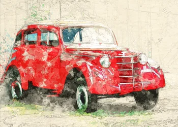 Vieille voiture rouge