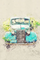 Camion rétro bleu sarcelle