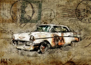 Voiture ancienne au style rustique