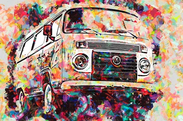 Camionnette abstraite aux couleurs vives