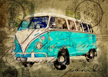 Camionnette bleue vintage
