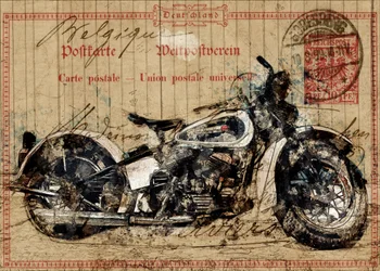 Carte postale représentant une moto ancienne