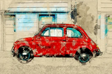 Rue des voitures rouges vintage