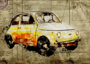 Fiat 500 jaune vintage