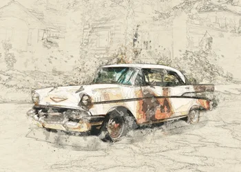 Voiture de collection patinée