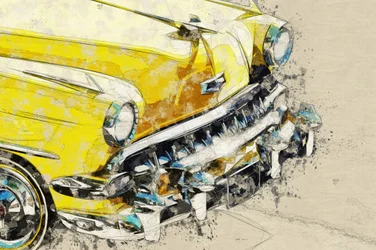 Voiture de collection jaune chromée