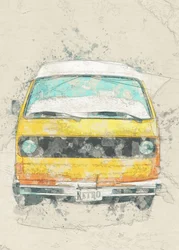 Camionnette de camping-car rétro jaune
