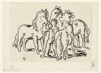 Homme avec trois chevaux