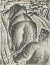 Fermier avec charrue et cheval de trait