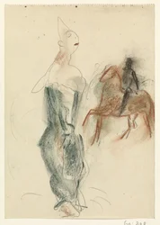 Clown et cavalier à cheval