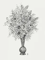 Vase à fleurs (vers 1891–1941) – Dessin en haute résolution de Leo Gestel.