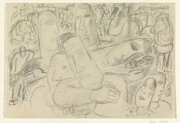 Personnes, visages et un cheval
