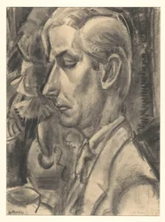 Portrait de Dé Essers, sculpteur sur bois et dessinateur
