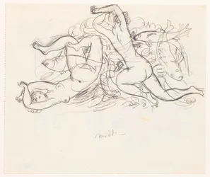 Deux femmes nues et trois poissons