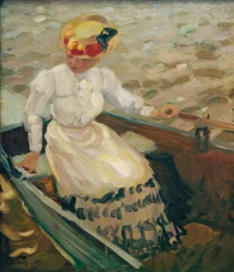 Fille dans une barque