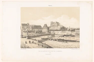 Vue du château et du Pont de la Rotonde sur la Loire à Nantes