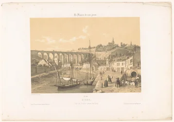 Zicht op het viaduct van Dinan vanaf de kade