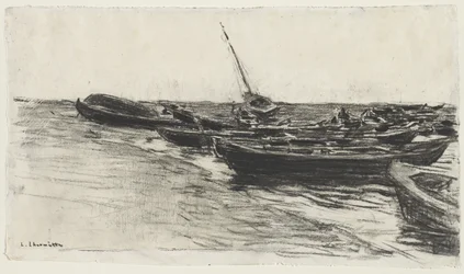 Bateaux de pêche sur la plage à Étretat