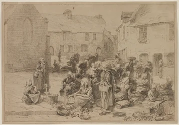 Le marché aux pommes à Landerneau, 1878
