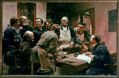Une Lecon De Claude Bernard (oil on canvas)